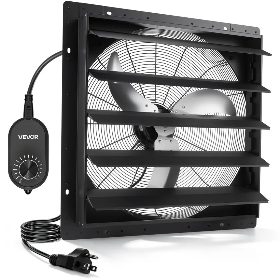 VEVOR 24 in Shutter Exhaust Fan Wall-Mount Automatic Louvers Variable Speed, Sturdy Steel Housing, Low Noise, AC Motor, 7030 CFM Ventilation and Cooling for Attic, Garage, Barn, Greenhouse, Workshop