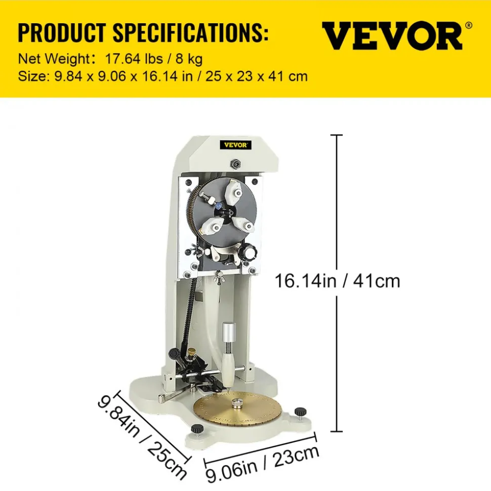VEVOR Inside Ring Engraver Double Sided Dial Ring Engraver Stamper 1.5mm-2.0mm Character Letter Block Ring Engraver Machine for Rings Inner Engraving