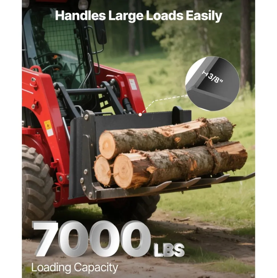 VEVOR 3/8 in Skid Steer Mount Plate, Universal Quick Attach Mount Plate, Easy to Bolt, 7000lbs Load Capacity, Heavy Duty Steel Loader Plates Compatible with Kubota Bobcat Skid Steers & Tractors