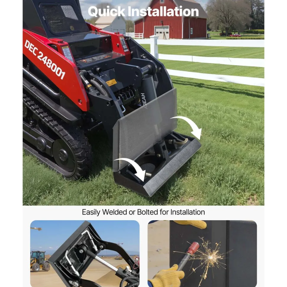 VEVOR 1/4 in Skid Steer Mount Plate, Universal Quick Attach Mount Plate, Easy to Bolt, 1500lbs Load Capacity, Heavy Duty Steel Loader Plates Compatible with Toro Dingo Skid Steers & Tractors