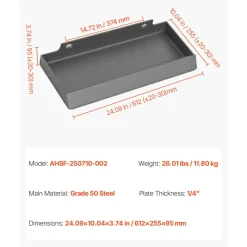 VEVOR 1/4 in Skid Steer Mount Plate, Universal Quick Attach Mount Plate, Easy to Bolt, 1500lbs Load Capacity, Heavy Duty Steel Loader Plates Compatible with Toro Dingo Skid Steers & Tractors