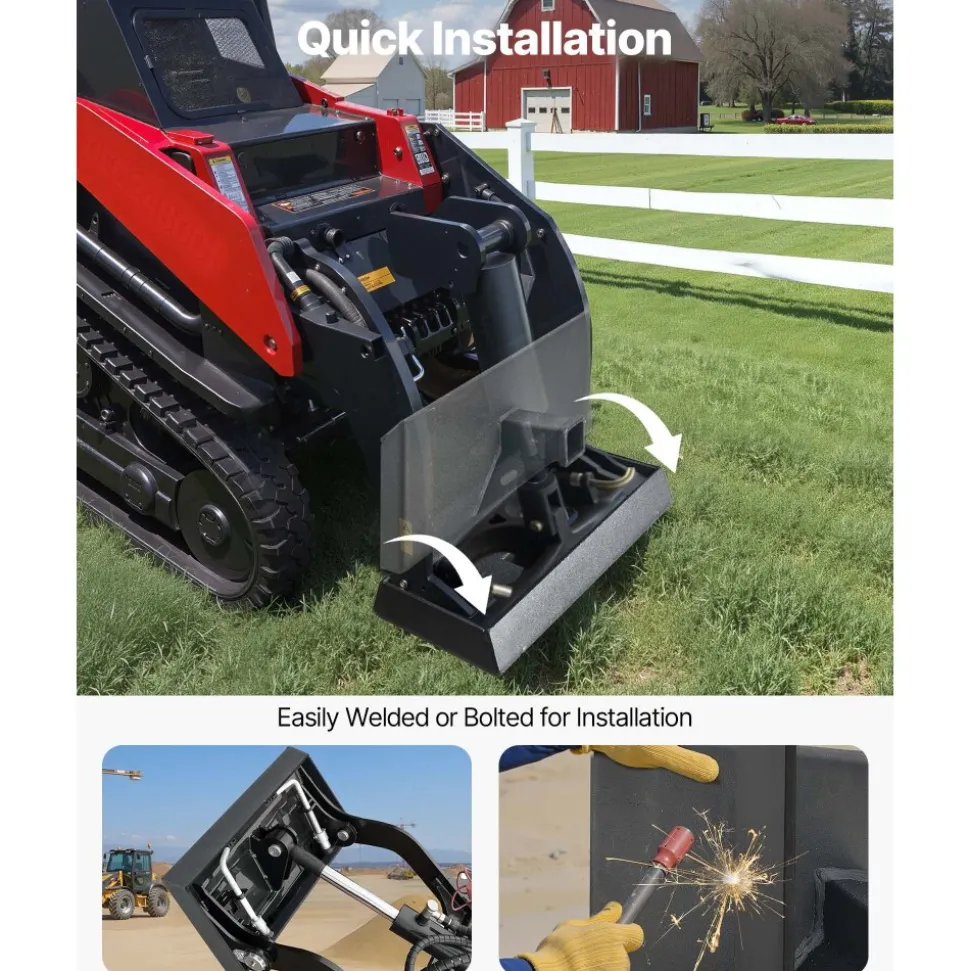 VEVOR 1/4 in Skid Steer Mount Plate with 2" Receiver Hitch, Universal Quick Attach Mount Plate, 1500lbs Capacity, Heavy Duty Steel Loader Plates Compatible with Toro Dingo Skid Steers & Tractors