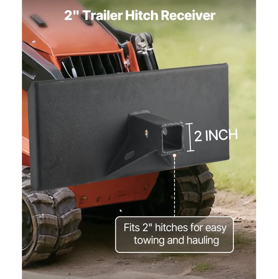 VEVOR 1/4 in Skid Steer Mount Plate with 2" Receiver Hitch, Universal Quick Attach Mount Plate, 1500lbs Capacity, Heavy Duty Steel Loader Plates Compatible with Toro Dingo Skid Steers & Tractors