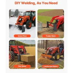 VEVOR 3/8 in Skid Steer Mount Plate Universal Quick Attach Mount Plate, Easy to Bolt, 2000 lbs Load Capacity, Heavy Duty Steel Loader Plates Compatible with Kubota Bobcat Skid Steers and Tractors