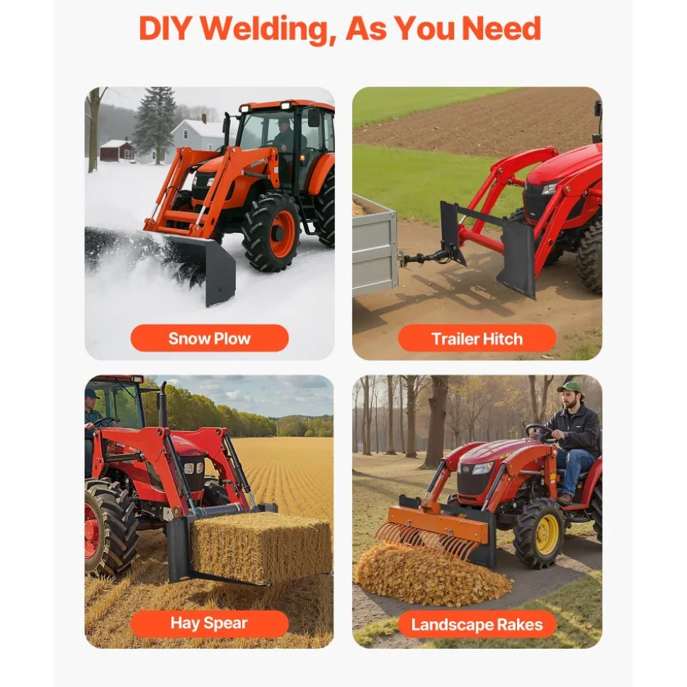 VEVOR 3/8 in Skid Steer Mount Plate Universal Quick Attach Mount Plate, Easy to Bolt, 2000 lbs Load Capacity, Heavy Duty Steel Loader Plates Compatible with Kubota Bobcat Skid Steers and Tractors