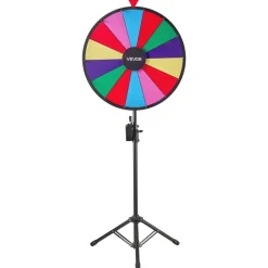 VEVOR 24 in Spinning Prize Wheel, 14 Slots Spinning Wheel with Tripod, Adjustable Height Win Fortune Roulette with a Dry Erase and 2 Markers, 6 Colors, Easy Assembly, for Party Pub Trade Show Carnival