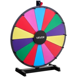 VEVOR 24 in Spinning Prize Wheel, 14 Slots Spinning Wheel with Stand, Tabletop Win Fortune Roulette with a Dry Erase and 2 Markers, 6 Colors, Easy Assembly, for Party Pub Trade Show Carnival Events