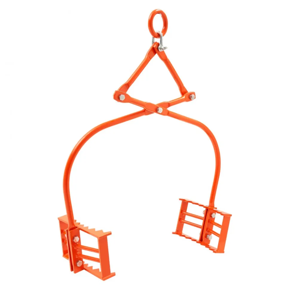 VEVOR 24in Stone Lifting Tongs, 2-Claw Rock Tongs, Heavy Duty Steel Log Tongs, 1100LBS Lifting Capacity, Swivel Log Grapple, Serrated Claw Design, Easy Chain Hook up Tongs for Stone Blocks & Marble