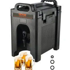 VEVOR Insulated Beverage Dispenser, 2.5 Gallon, Food-grade LDPE Hot and Cold Beverage Server, Thermal Drink Dispenser Cooler with 0.9 in PU Layer Two-Stage Faucet Handle, for Restaurant Drink Shop