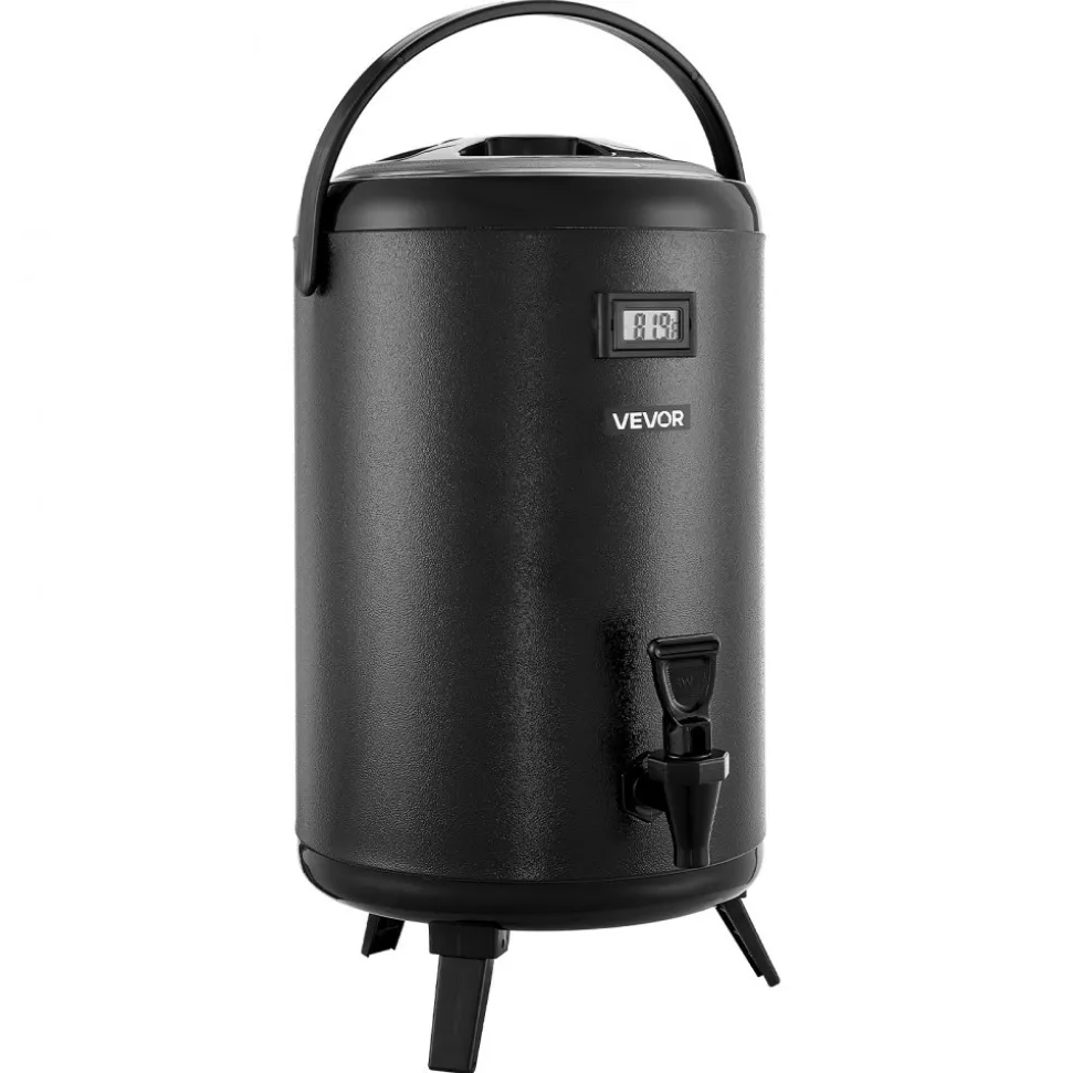 VEVOR Insulated Beverage Dispenser, 5 Gal/19L Hot and Cold Beverage Server with Spigot & Handle, Food-Grade Thermal Drink Dispenser Cooler for Tea Coffee Water in Cafes & Restaurants, Brown