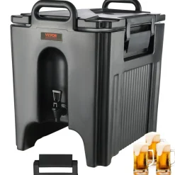 VEVOR Insulated Beverage Dispenser, 10 Gallon, Food-grade LL9450UP Hot and Cold Beverage Server, Thermal Drink Dispenser Cooler with 1.18 in PU Layer Two-Stage Faucet Handle, for Restaurant Drink Shop
