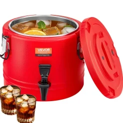 VEVOR Insulated Beverage Dispenser, 2.2 Gal/8L Thermal Hot and Cold Drink Server Dispenser with Spigot, Food-Grade Cooler Jug with 304 Stainless Steel Interior, for Tea Coffee Restaurant Outdoor