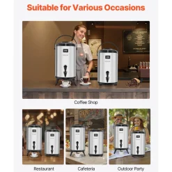 VEVOR Insulated Beverage Dispenser, 3.2 Gal/12L Stainless Steel Thermal Drink Server with Spigot & Temp Display, Suitable for Hot and Cold Drinks, for Tea Coffee Water in Cafes & Restaurants, 2 Pack