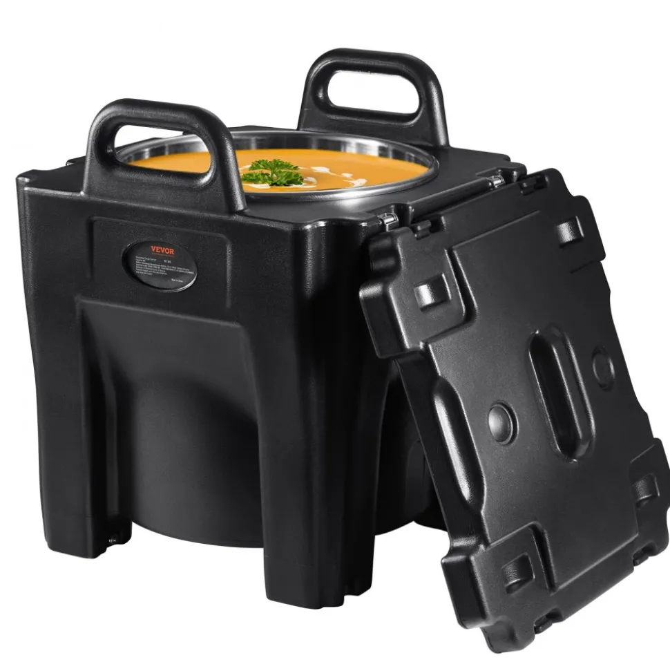 VEVOR Insulated Food Carrier, 32Qt Capacity, Stackable Catering Hot Box with Stainless Steel Barrel, Top Load LLDPE Food Warmer with Integral Handles Buckles Stationary Base, for Restaurant Canteen, B