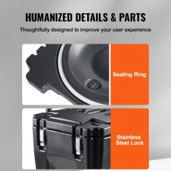 VEVOR Insulated Food Carrier, 32Qt Capacity, Stackable Catering Hot Box with Stainless Steel Barrel, Top Load LLDPE Food Warmer with Integral Handles Buckles Stationary Base, for Restaurant Canteen, B