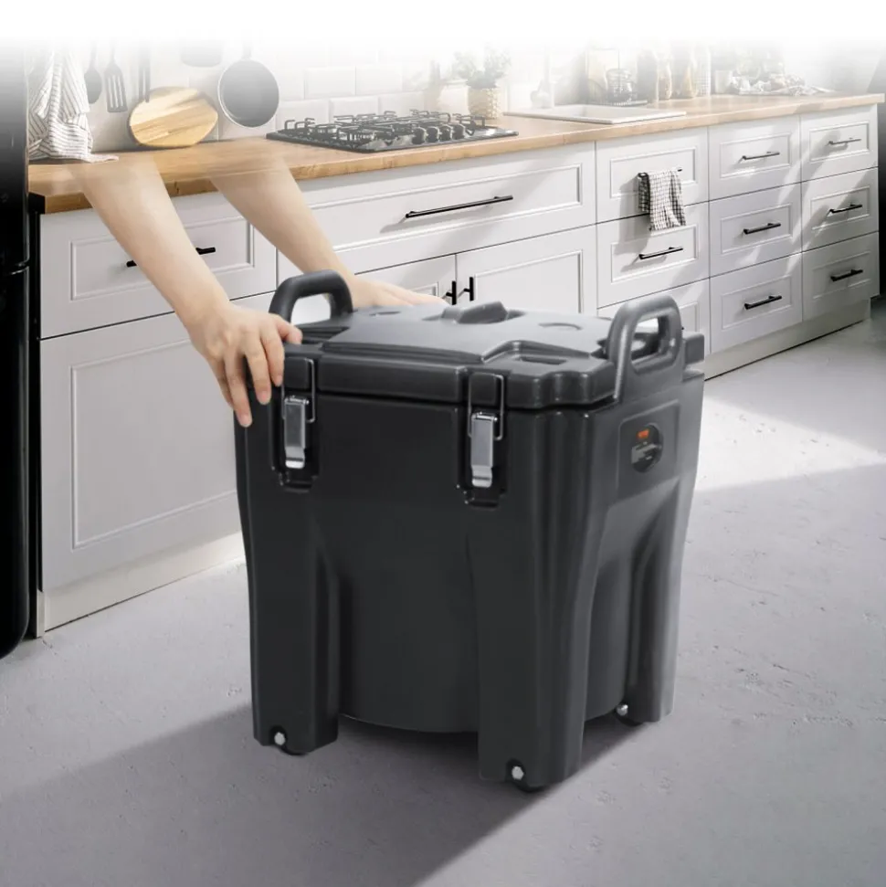 VEVOR Insulated Food Carrier, 32Qt Capacity, Stackable Catering Hot Box with Stainless Steel Barrel, Top Load LLDPE Food Warmer with Integral Handles Buckles Stationary Base, for Restaurant Canteen, B