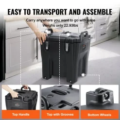 VEVOR Insulated Food Carrier, 32Qt Capacity, Stackable Catering Hot Box with Stainless Steel Barrel, Top Load LLDPE Food Warmer with Integral Handles Buckles Stationary Base, for Restaurant Canteen, B