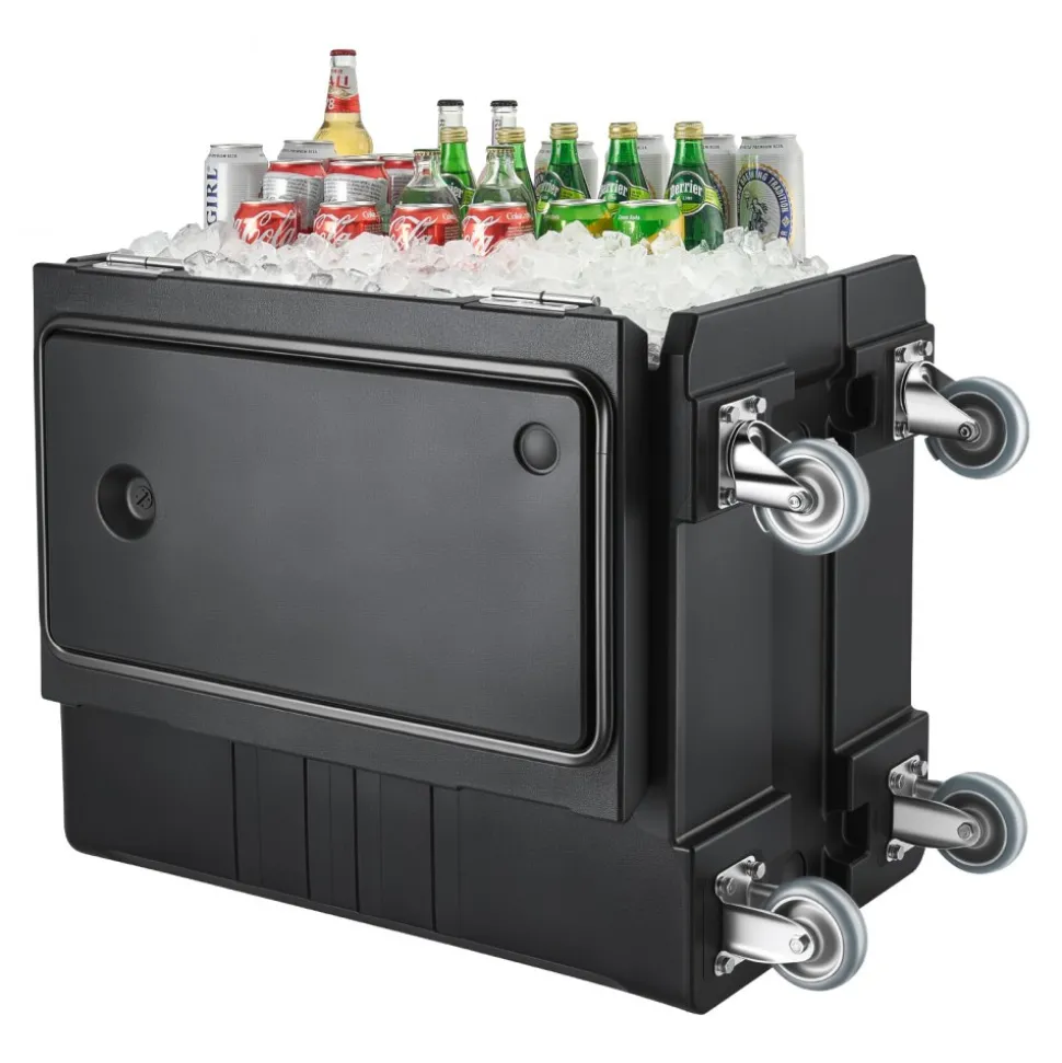 VEVOR Insulated Food Pan Carrier, 109 Qt Hot Box for Catering, LLDPE Food Box Carrier with Double Buckles, Front Loading Food Warmer with Handles, End Loader with Wheels for Restaurant, Canteen, etc.