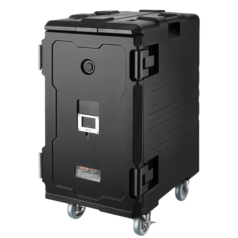VEVOR Insulated Food Pan Carrier, 109 Qt Hot Box for Catering, LLDPE Food Box Carrier with Double Buckles, Front Loading Food Warmer with Handles, End Loader with Wheels for Restaurant, Canteen, etc.