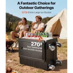 VEVOR Insulated Food Pan Carrier, 109 Qt Hot Box for Catering, LLDPE Food Box Carrier with Double Buckles, Front Loading Food Warmer with Handles, End Loader with Wheels for Restaurant, Canteen, etc.
