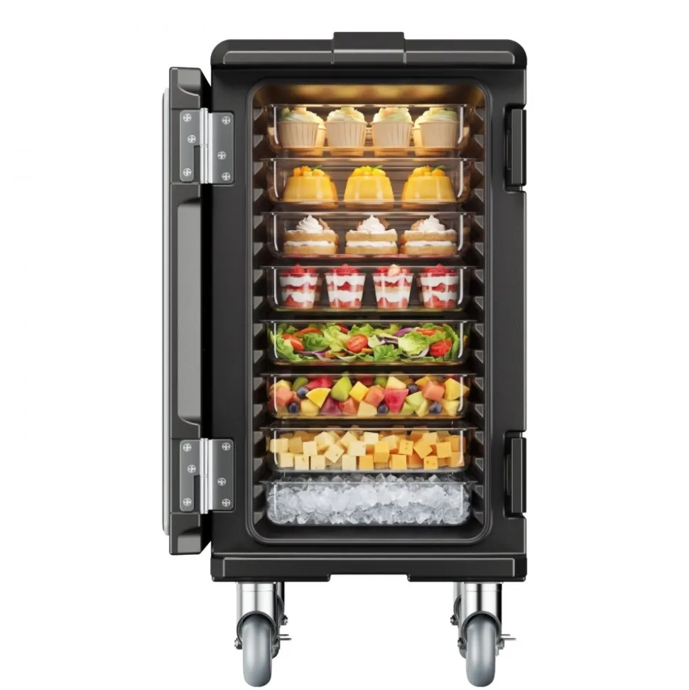 VEVOR Insulated Food Pan Carrier, 109 Qt Hot Box for Catering, LLDPE Food Box Carrier with Double Buckles, Front Loading Food Warmer with Handles, End Loader with Wheels for Restaurant, Canteen, etc.