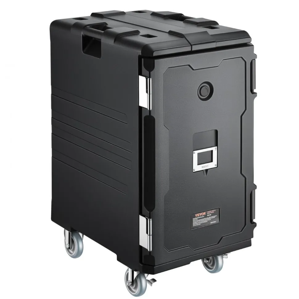VEVOR Insulated Food Pan Carrier, 109 Qt Hot Box for Catering, LLDPE Food Box Carrier with Double Buckles, Front Loading Food Warmer with Handles, End Loader with Wheels for Restaurant, Canteen, etc.