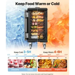 VEVOR Insulated Food Pan Carrier, 109 Qt Hot Box for Catering, LLDPE Food Box Carrier with Double Buckles, Front Loading Food Warmer with Handles, End Loader with Wheels for Restaurant, Canteen, etc.
