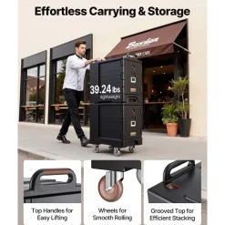 VEVOR Insulated Food Pan Carrier, 81 Qt Hot Box for Catering, Food Box Carrier with Double Buckles, Front Loading Food Warmer with Handles, Stackable End Loader with Wheels for Restaurant, Canteen