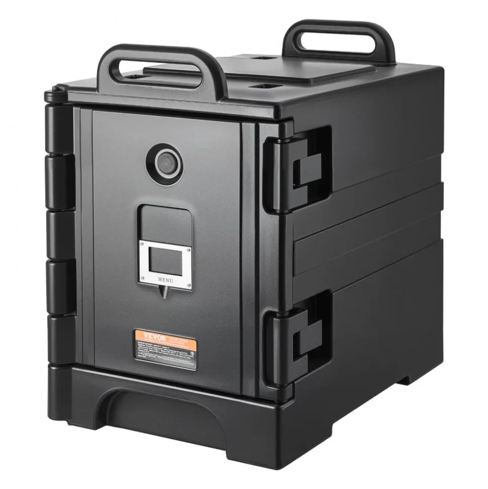 VEVOR Insulated Food Pan Carrier, 81 Qt Hot Box for Catering, Food Box Carrier with Double Buckles, Front Loading Food Warmer with Handles, Stackable End Loader with Wheels for Restaurant, Canteen