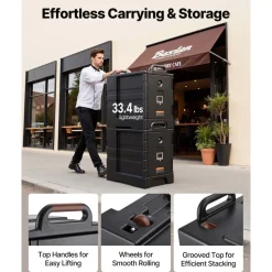 VEVOR Insulated Food Pan Carrier, 81 Qt Hot Box for Catering, Food Box Carrier with Double Buckles, Front Loading Food Warmer with Handles, Stackable End Loader for Restaurant, Canteen