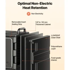 VEVOR Insulated Food Pan Carrier, 81 Qt Hot Box for Catering, Food Box Carrier with Double Buckles, Front Loading Food Warmer with Handles, Stackable End Loader for Restaurant, Canteen