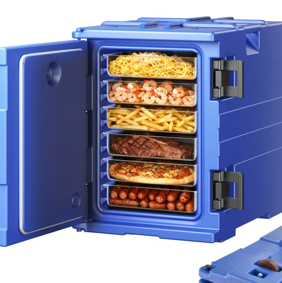 VEVOR Insulated Food Pan Carrier, 95 Qt Hot Box for Catering, Food Box Carrier with Double Buckles, Front Loading Food Warmer with Handles, Stackable End Loader for Restaurant, Canteen