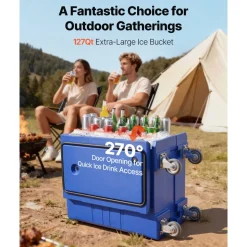 VEVOR Insulated Food Pan Carrier, 127 Qt Hot Box for Catering, Food Box Carrier with Double Buckles, Front Loading Food Warmer with Handles, End Loader with Wheels for Restaurant, Canteen