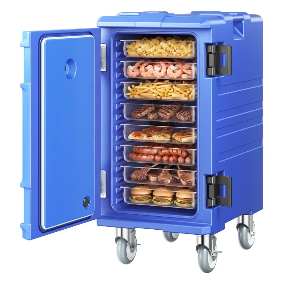 VEVOR Insulated Food Pan Carrier, 127 Qt Hot Box for Catering, Food Box Carrier with Double Buckles, Front Loading Food Warmer with Handles, End Loader with Wheels for Restaurant, Canteen