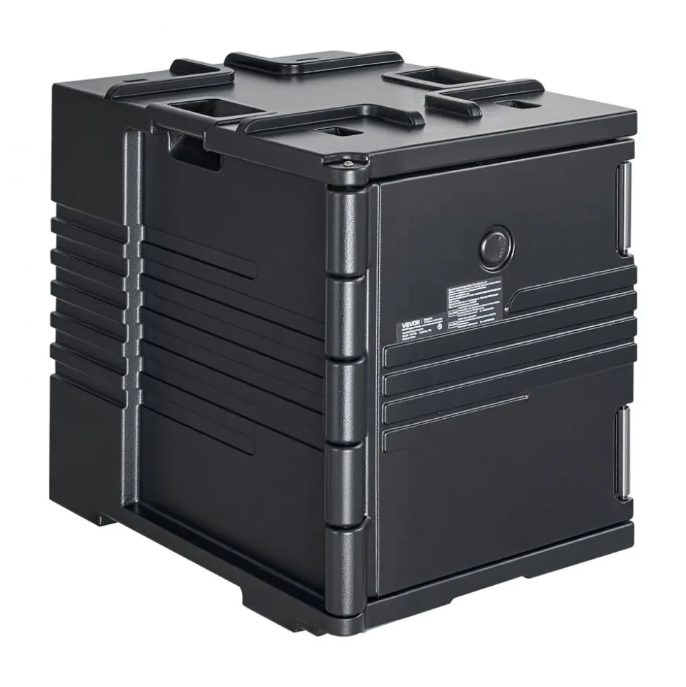 VEVOR Insulated Food Pan Carrier, 82 Qt Non-Electrical Food Warmer, with Wheel & 304 Stainless Steel Latch, LLDPE Stackable Hot Box, for Various Pan Sizes(NOT Included), Fit Catering BBQ Event(Black)