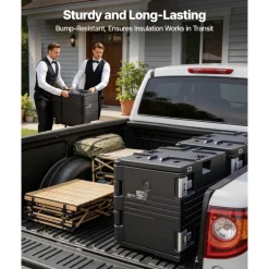 VEVOR Insulated Food Pan Carrier, 82 Qt Non-Electrical Food Warmer, with Wheel & 304 Stainless Steel Latch, LLDPE Stackable Hot Box, for Various Pan Sizes(NOT Included), Fit Catering BBQ Event(Black)