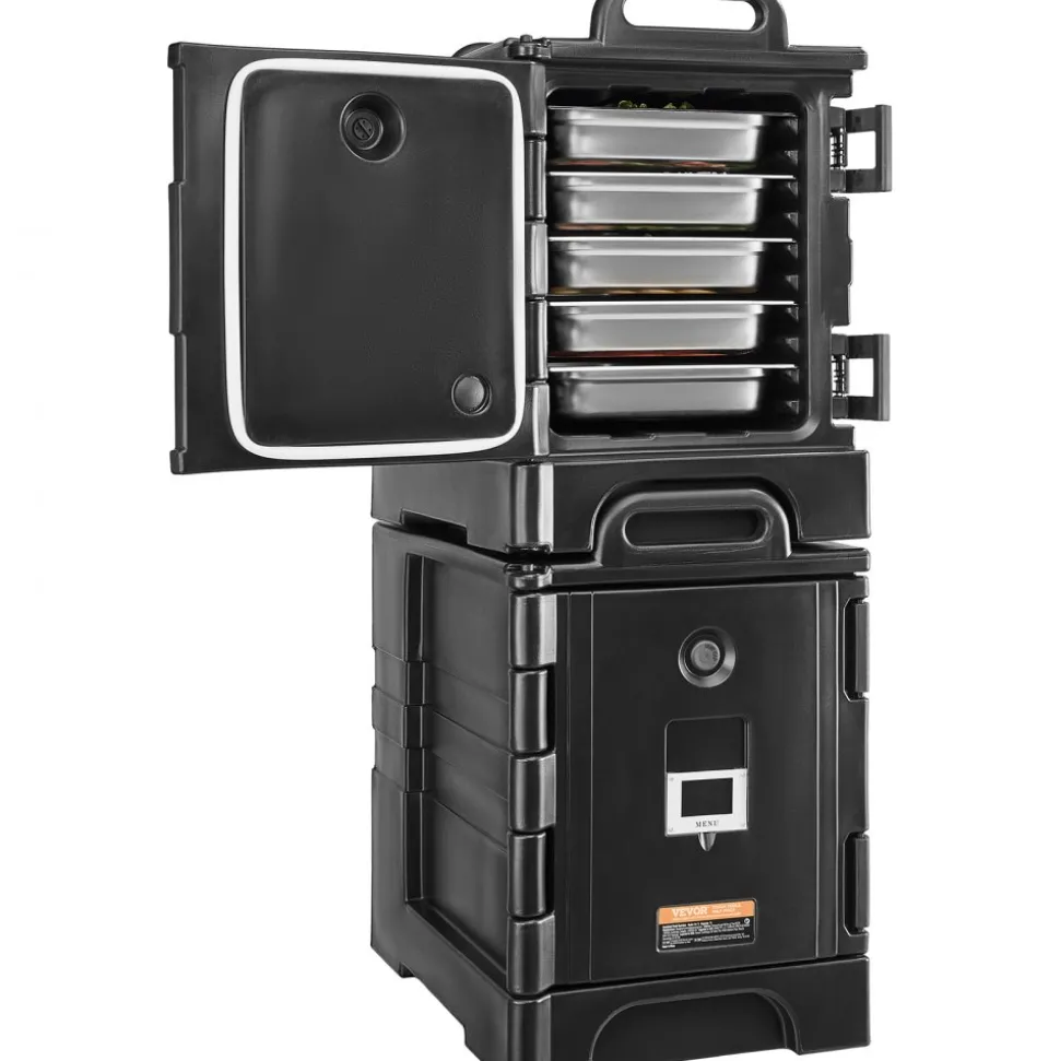 VEVOR Insulated Food Pan Carrier, 81 Qt x 2 Pack Hot Box for Catering, Food Box Carrier with Double Buckles, Front Loading Food Warmer with Handles, Stackable End Loader for Restaurant, Canteen