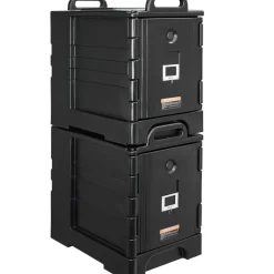 VEVOR Insulated Food Pan Carrier, 81 Qt x 2 Pack Hot Box for Catering, Food Box Carrier with Double Buckles, Front Loading Food Warmer with Handles, Stackable End Loader for Restaurant, Canteen