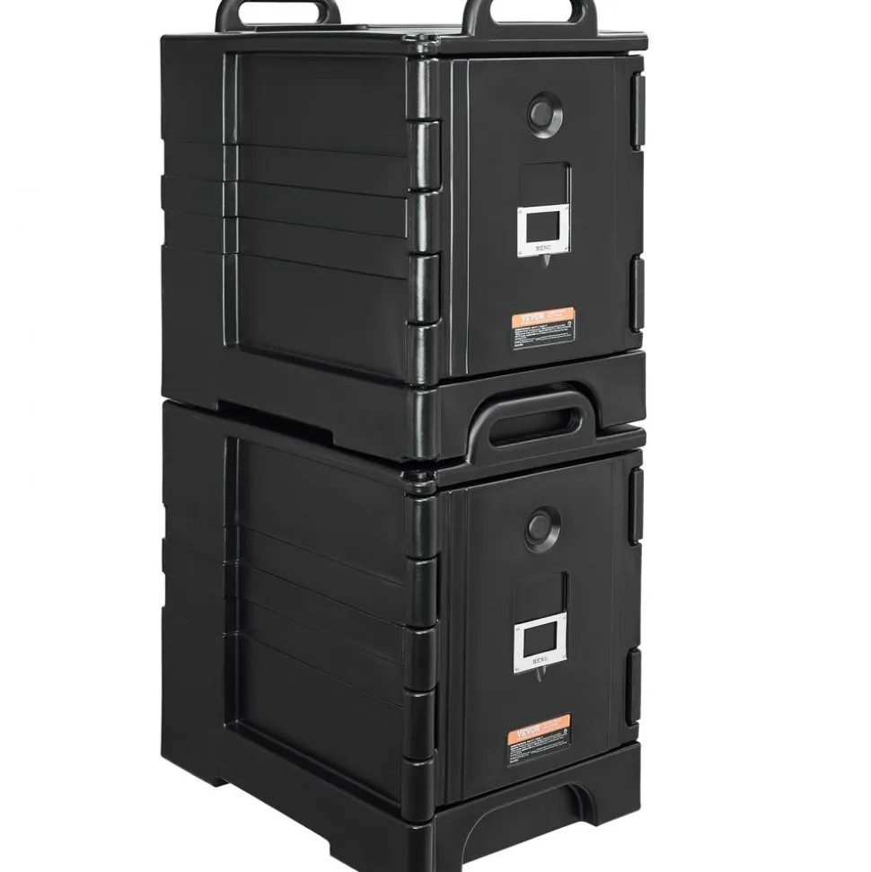 VEVOR Insulated Food Pan Carrier, 81 Qt x 2 Pack Hot Box for Catering, Food Box Carrier with Double Buckles, Front Loading Food Warmer with Handles, Stackable End Loader for Restaurant, Canteen