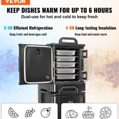 VEVOR Insulated Food Pan Carrier, 81 Qt x 2 Pack Hot Box for Catering, Food Box Carrier with Double Buckles, Front Loading Food Warmer with Handles, Stackable End Loader for Restaurant, Canteen