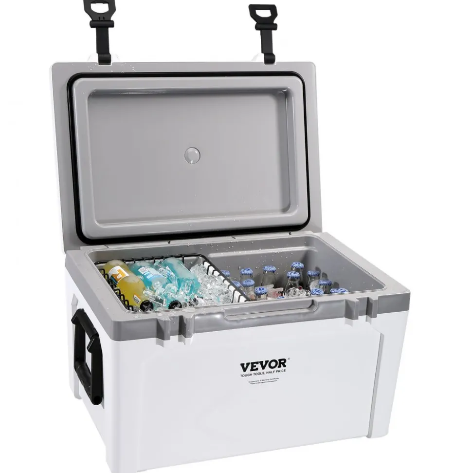 VEVOR Insulated Portable Cooler, 52 qt, Holds 50 Cans, Ice Retention Hard Cooler with Heavy Duty Handle, Ice Chest Lunch Box for Camping, Beach, Picnic, Travel, Outdoor, Keeps Ice for up to 6 Days