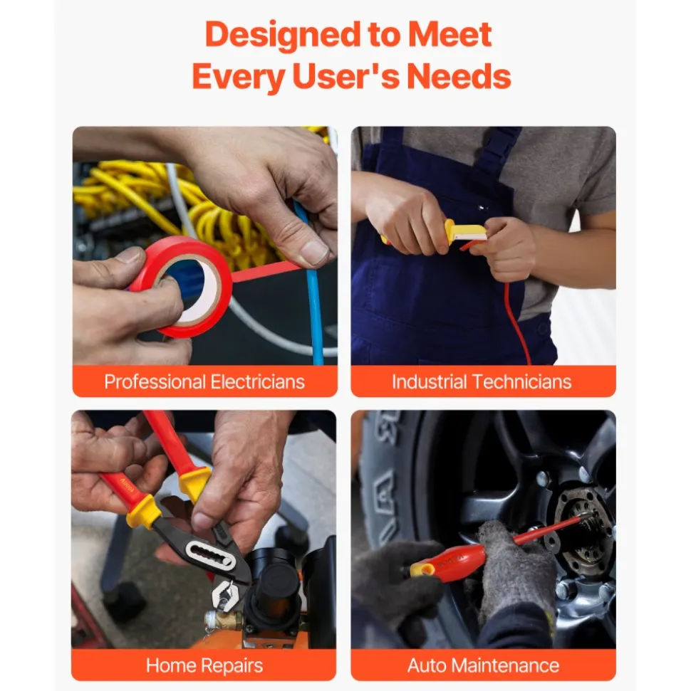 VEVOR Insulated Screwdriver Set, 50-Piece Professional Electrical Screwdriver Set, 1000V Insulated Electrician Tool, with Magnetic Tips, T-Handle Hex Wrench, Screwdriver, Single-Pole Voltage Tester