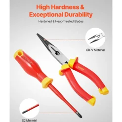 VEVOR Insulated Screwdriver Set, 50-Piece Professional Electrical Screwdriver Set, 1000V Insulated Electrician Tool, with Magnetic Tips, T-Handle Hex Wrench, Screwdriver, Single-Pole Voltage Tester