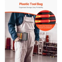VEVOR Insulated Screwdriver Set, 6-Piece Professional Electrical Screwdriver Set, 1000V Insulated Electrician Tool Set, with Magnetic Phillips Slotted Tips, 360-Degree Rotating Screwdriver and Bag