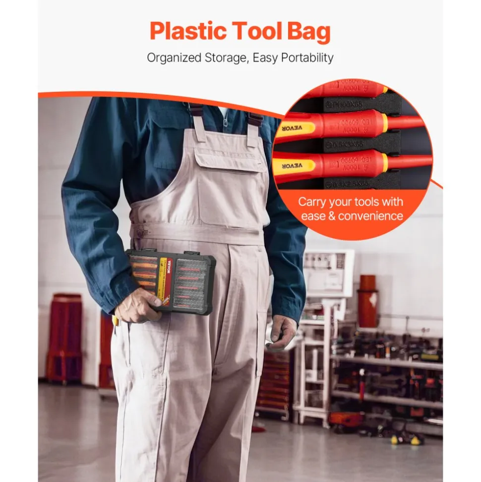 VEVOR Insulated Screwdriver Set, 6-Piece Professional Electrical Screwdriver Set, 1000V Insulated Electrician Tool Set, with Magnetic Phillips Slotted Tips, 360-Degree Rotating Screwdriver and Bag