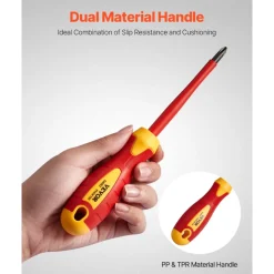 VEVOR Insulated Screwdriver Set, 11-Piece Professional Electrical Screwdriver Set, 1000V Insulated Electrician Tool Set, with Magnetic Phillips Slotted Pozi Tips, Voltage Tester, for Electricians