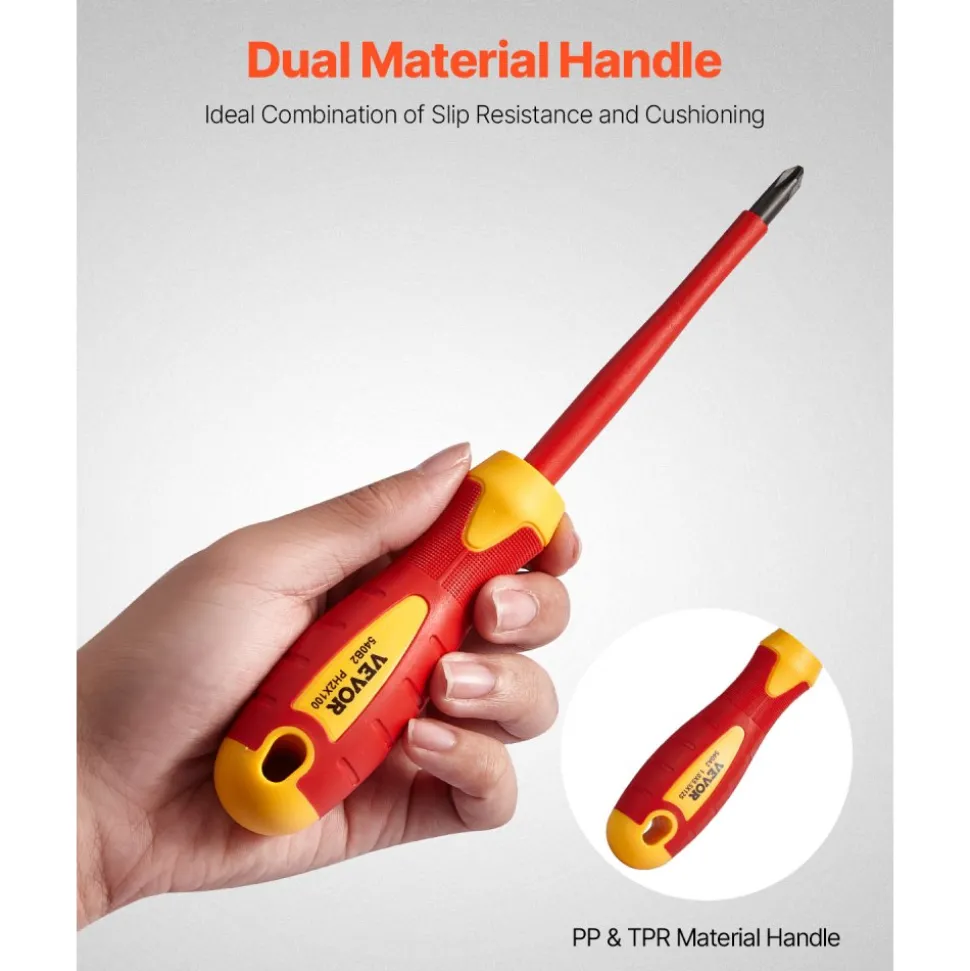 VEVOR Insulated Screwdriver Set, 11-Piece Professional Electrical Screwdriver Set, 1000V Insulated Electrician Tool Set, with Magnetic Phillips Slotted Pozi Tips, Voltage Tester, for Electricians