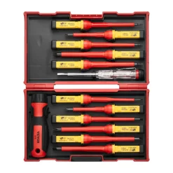 VEVOR Insulated Screwdriver Set, 13-Piece Professional Electrical Screwdriver Set, 1000V Insulated Electrician Tool Set, with Magnetic Phillips Slotted Pozi Torx Tips, Screwdrivers, for Electricians