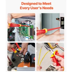 VEVOR Insulated Screwdriver Set, 12-Piece Professional Electrical Screwdriver Set, 1000V Insulated Electrician Tool Set, with Magnetic Phillips Slotted Tips, Insulated Pliers, and Diagonal Pliers