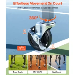 VEVOR 2-in-1 Tennis & Pickleball Hopper, with Pickup Tube, Foldable Pickleball Basket Cart with with Wheels, Holds 150 Tennis Balls or 260 Pickleballs, Portable Pickleball Caddy Holder, for Training